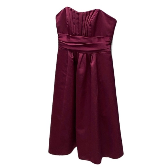 David’s Bridal cocktail dress wedding party event guest attire formal 8 wine - Picture 2 of 14